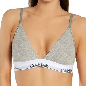 Calvin Klein Gray Triangle Bralette Soft Wireless Comfort